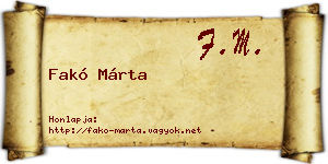 Fakó Márta névjegykártya